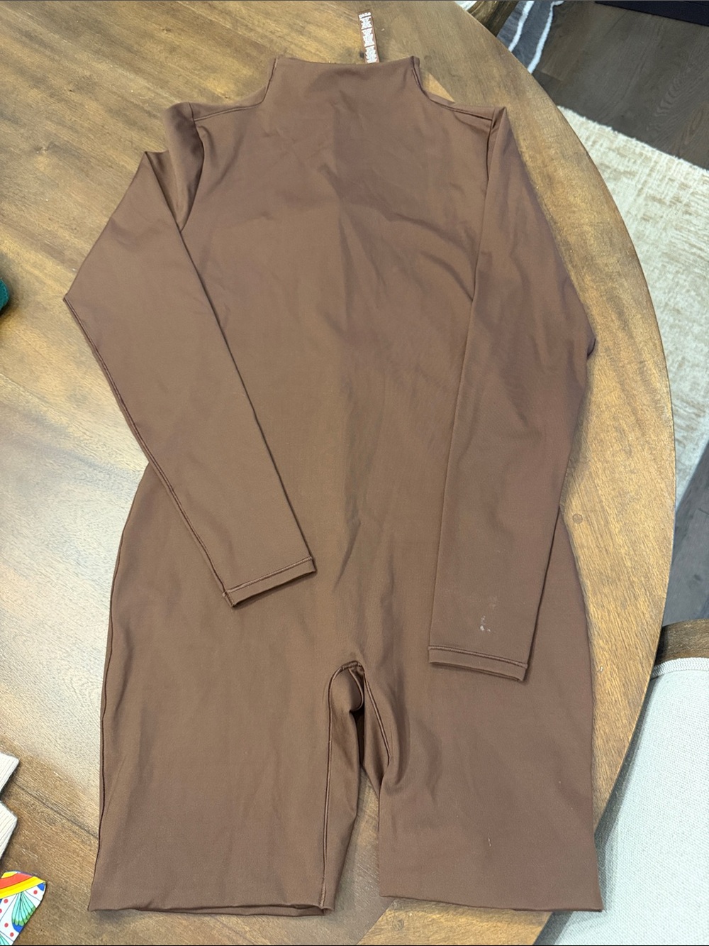 SKIMS Brown Long-Sleeve Short Bodysuit
